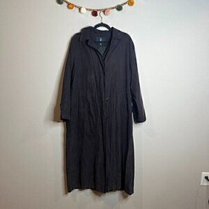 London Fog navy blue long duster jacket